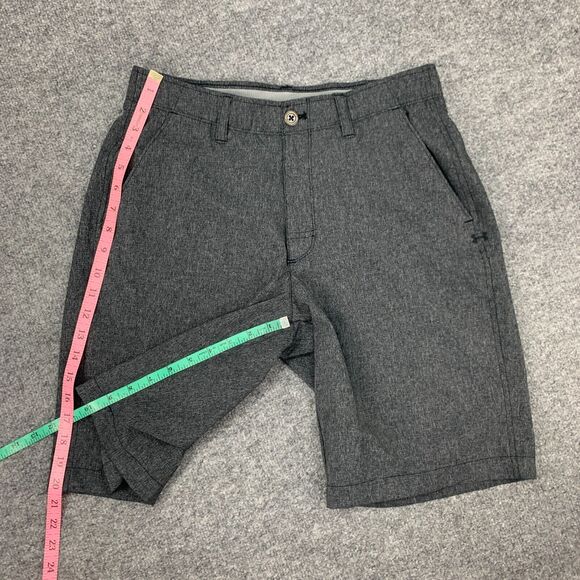 Under Armour Golf Short Mens 32 Black Gray Crosshatch Loose HeatGear Flat Front - Picture 6 of 11
